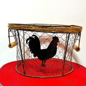 Rooster Wire Decorative Basket